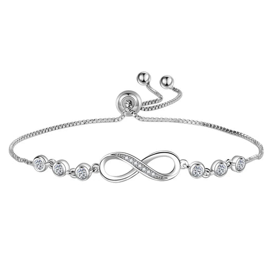 Fashion Female Bracelet 925 Sterling Silver Love Infinite Inlaid Round Cubic Zircon Bracelet for Female Handwear Wedding Jewelry