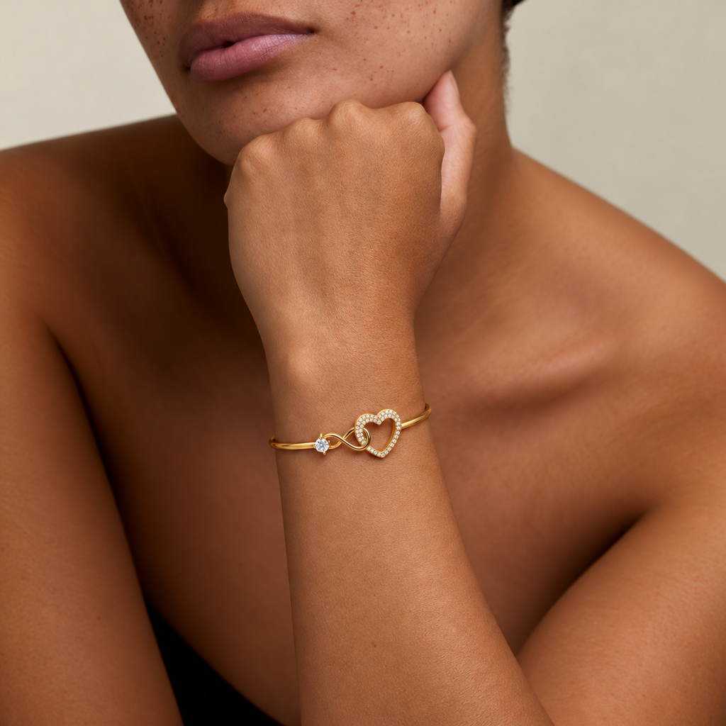 Infinity Heart Bangle Bracelet