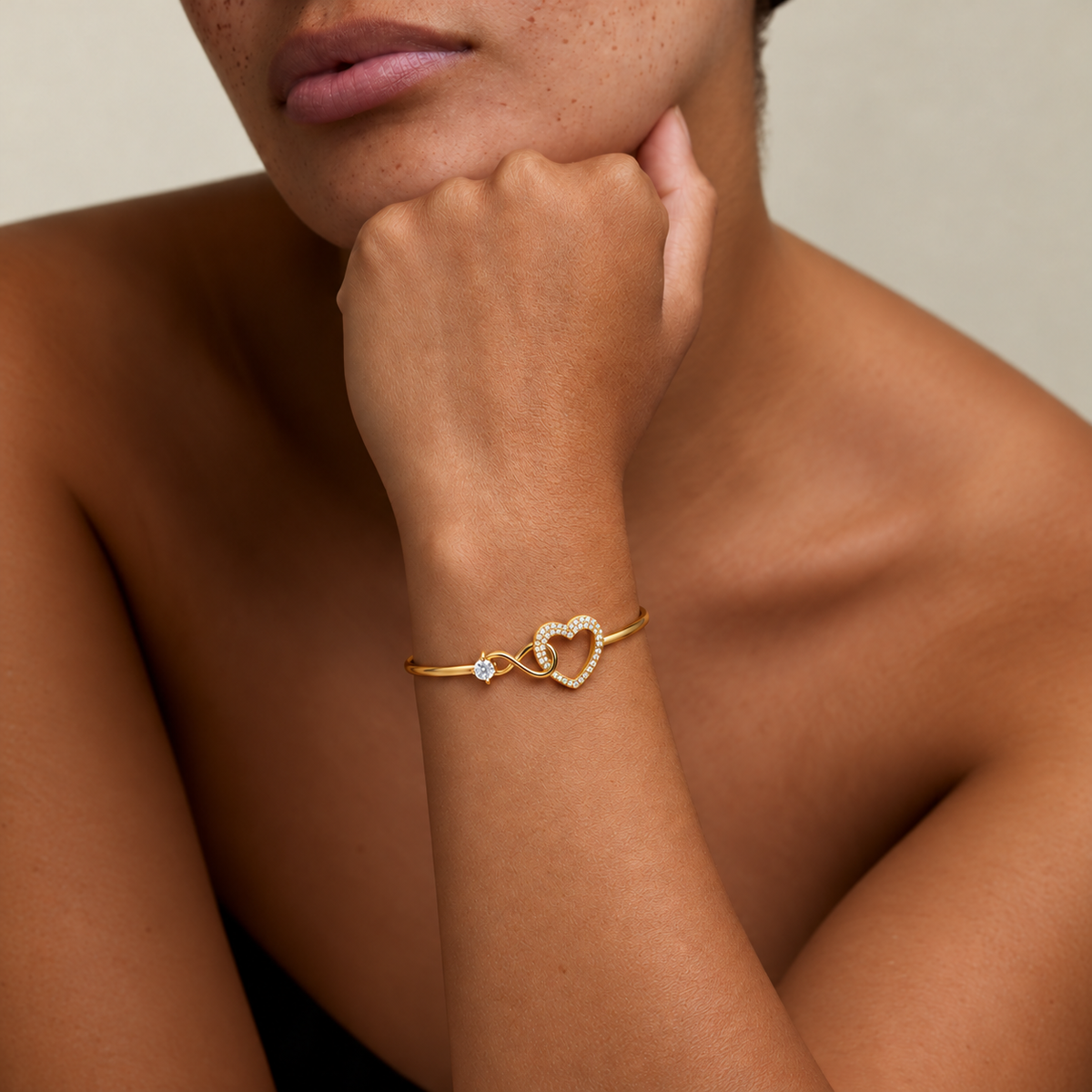 Infinity Heart Bangle Bracelet
