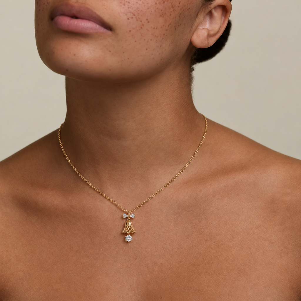 Bow Bell Pendant Necklace