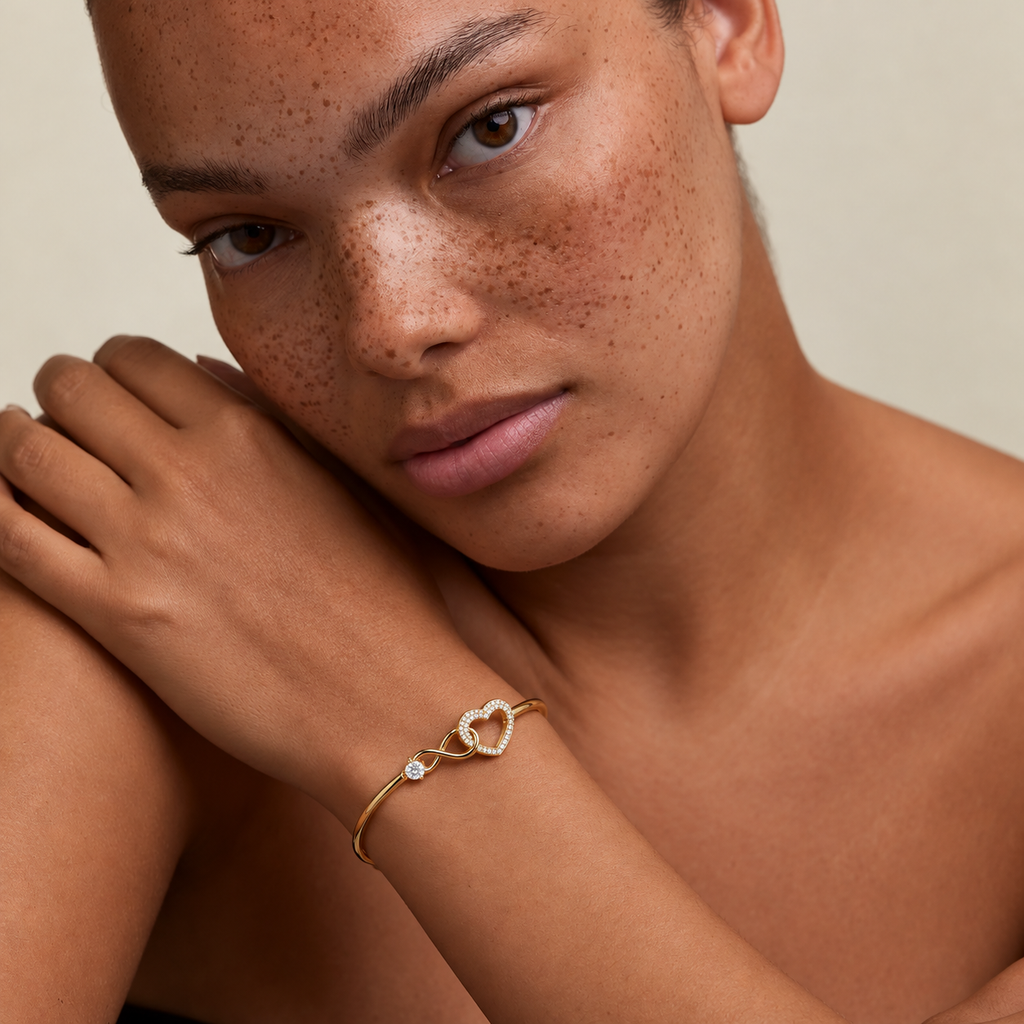 Infinity Heart Bangle Bracelet