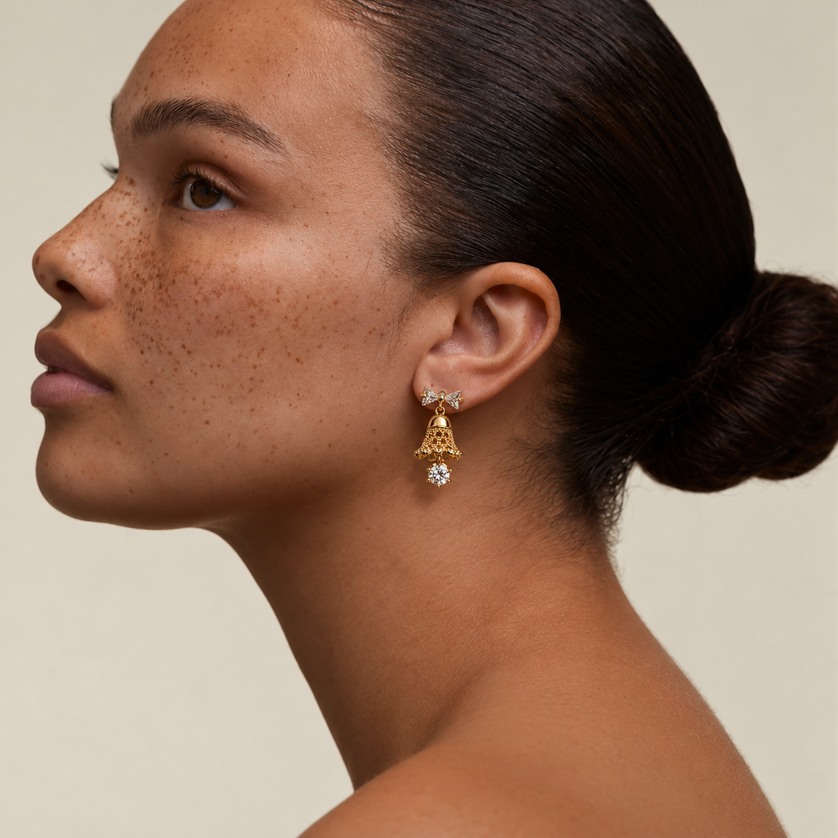 Crystal Bell Bow Earrings
