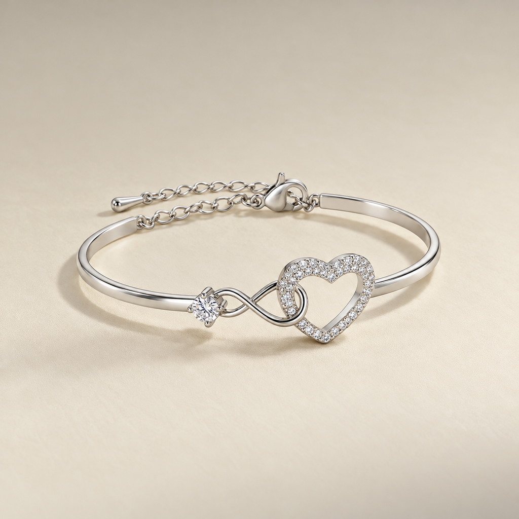Infinity Heart Bangle Bracelet