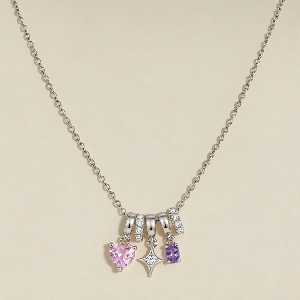 Crystal Heart Charm Necklace