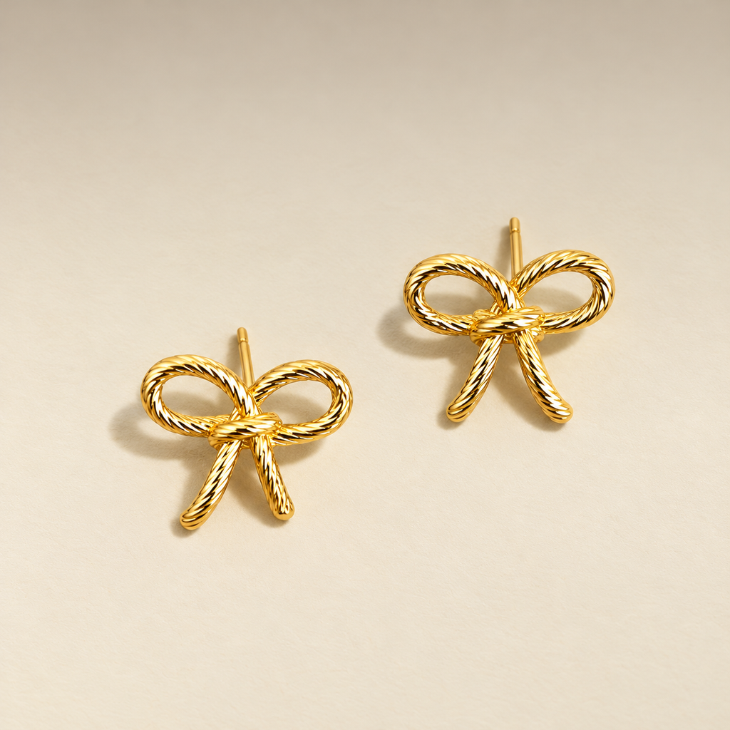 Twisted Bow Stud Earrings