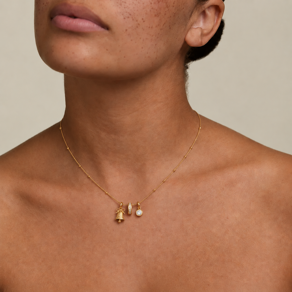 Snowflake Bell Charm Necklace