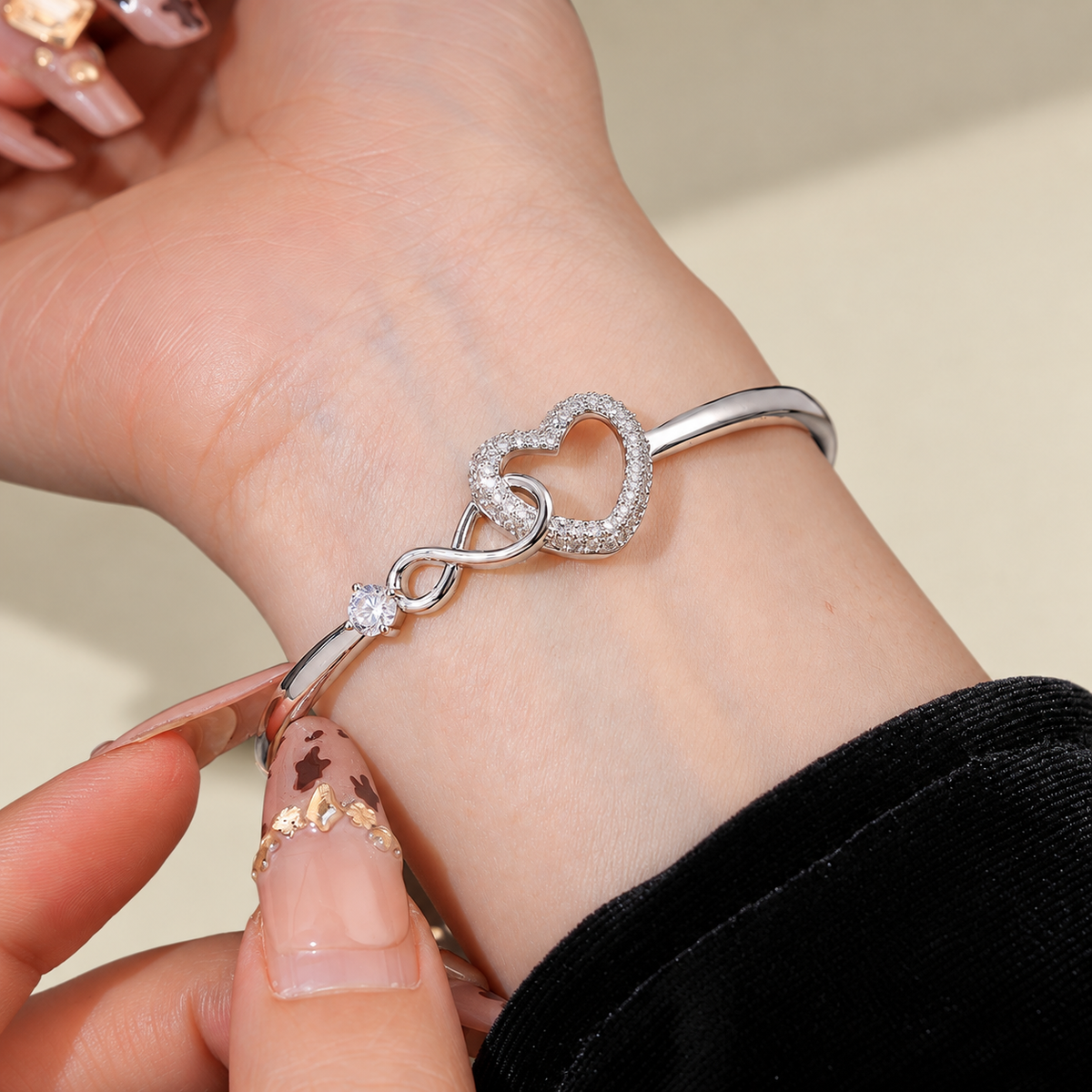 Infinity Heart Bangle Bracelet