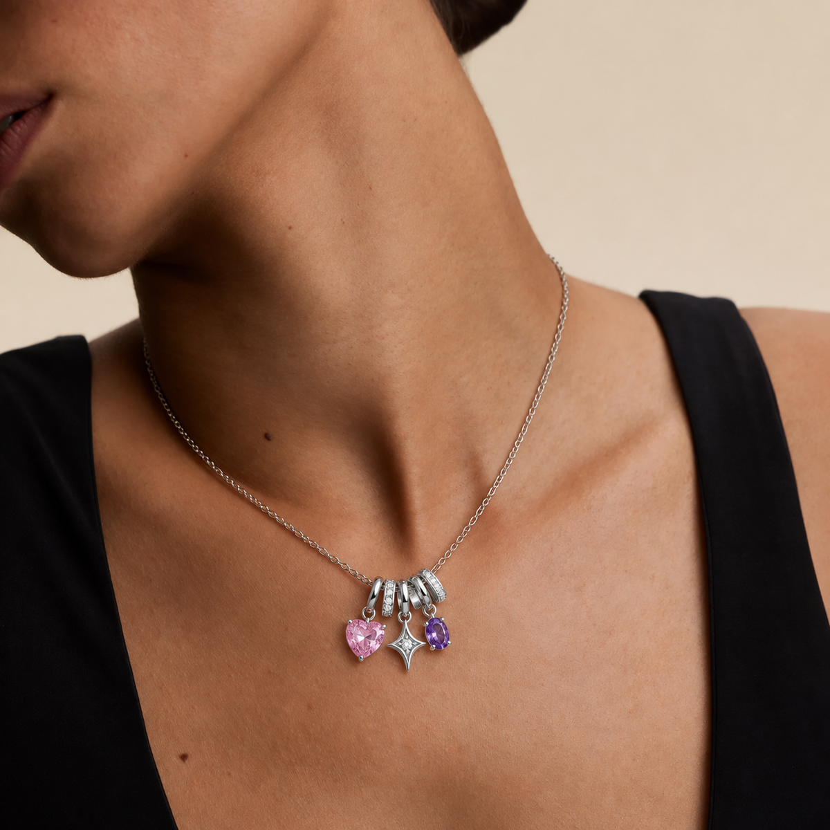 Crystal Heart Charm Necklace