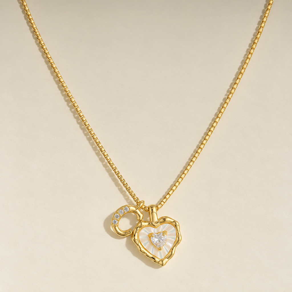 Initial Heart Pendant Necklace