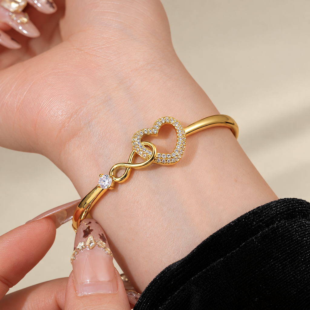 Infinity Heart Bangle Bracelet
