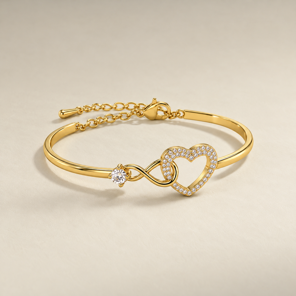 Infinity Heart Bangle Bracelet