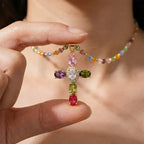 Rainbow Cross Necklace